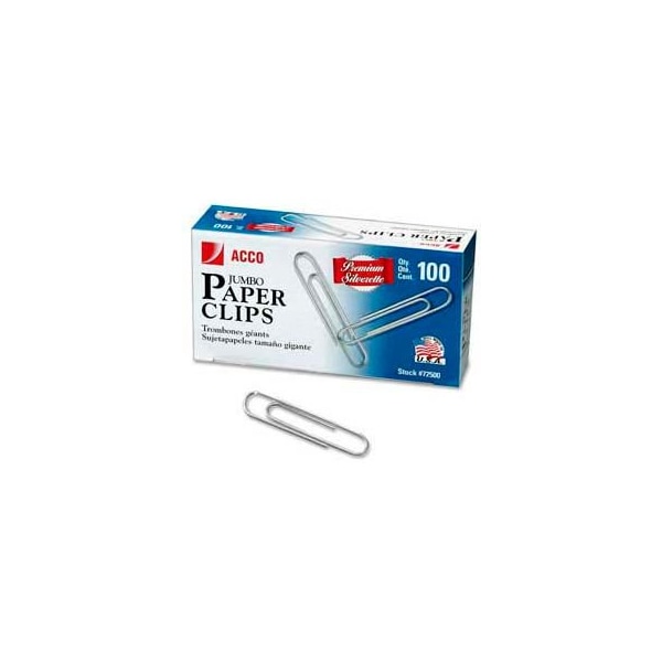 Acco Acco Jumbo Paper Clips, Silver, 1000/Pack 72500 - main